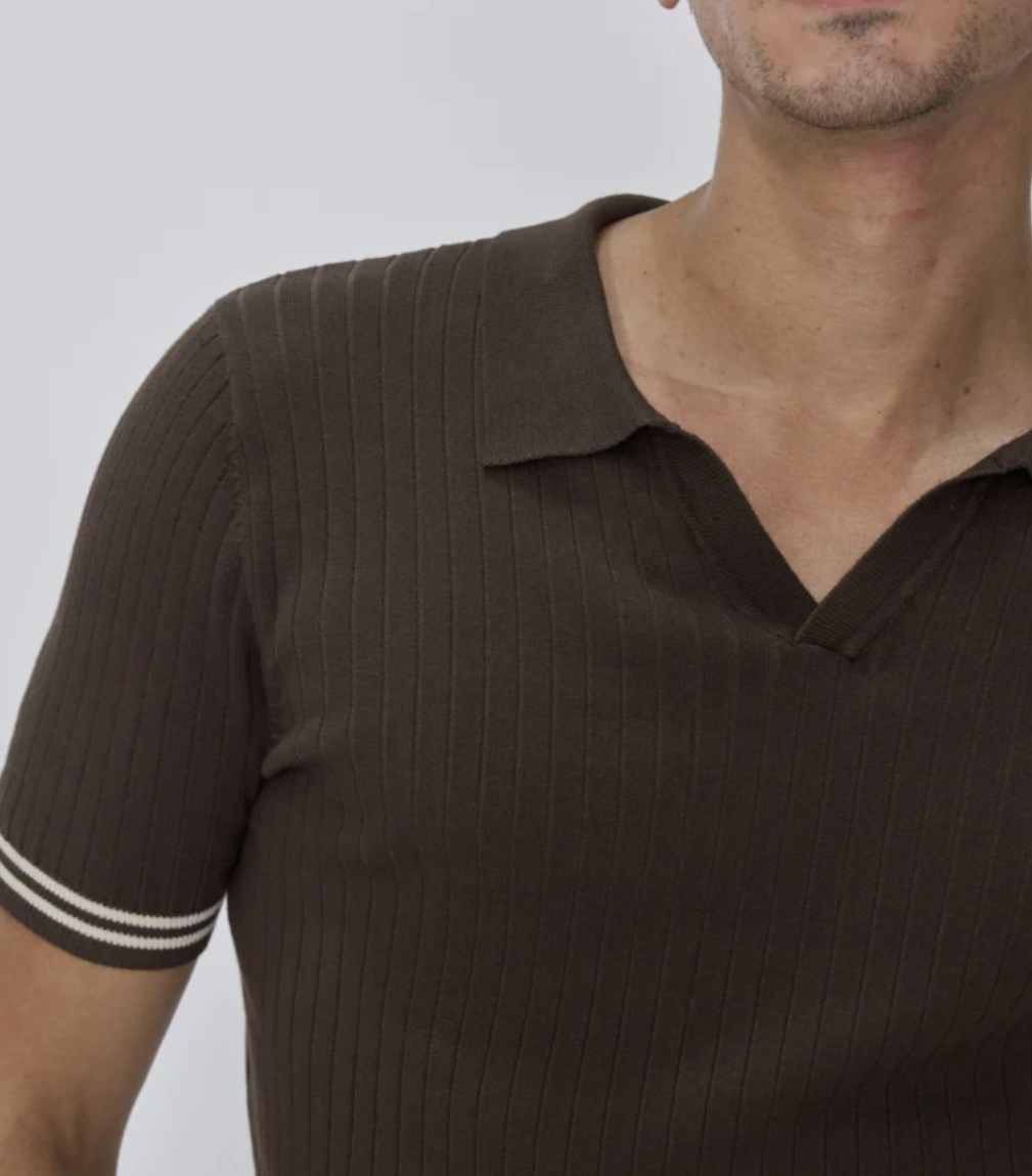 Split V Neck Knit Polo