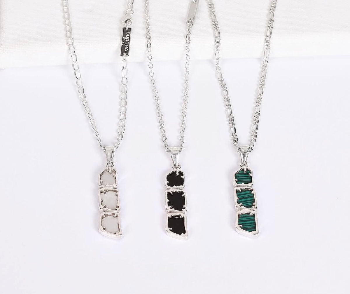 Silver Necklace with stones