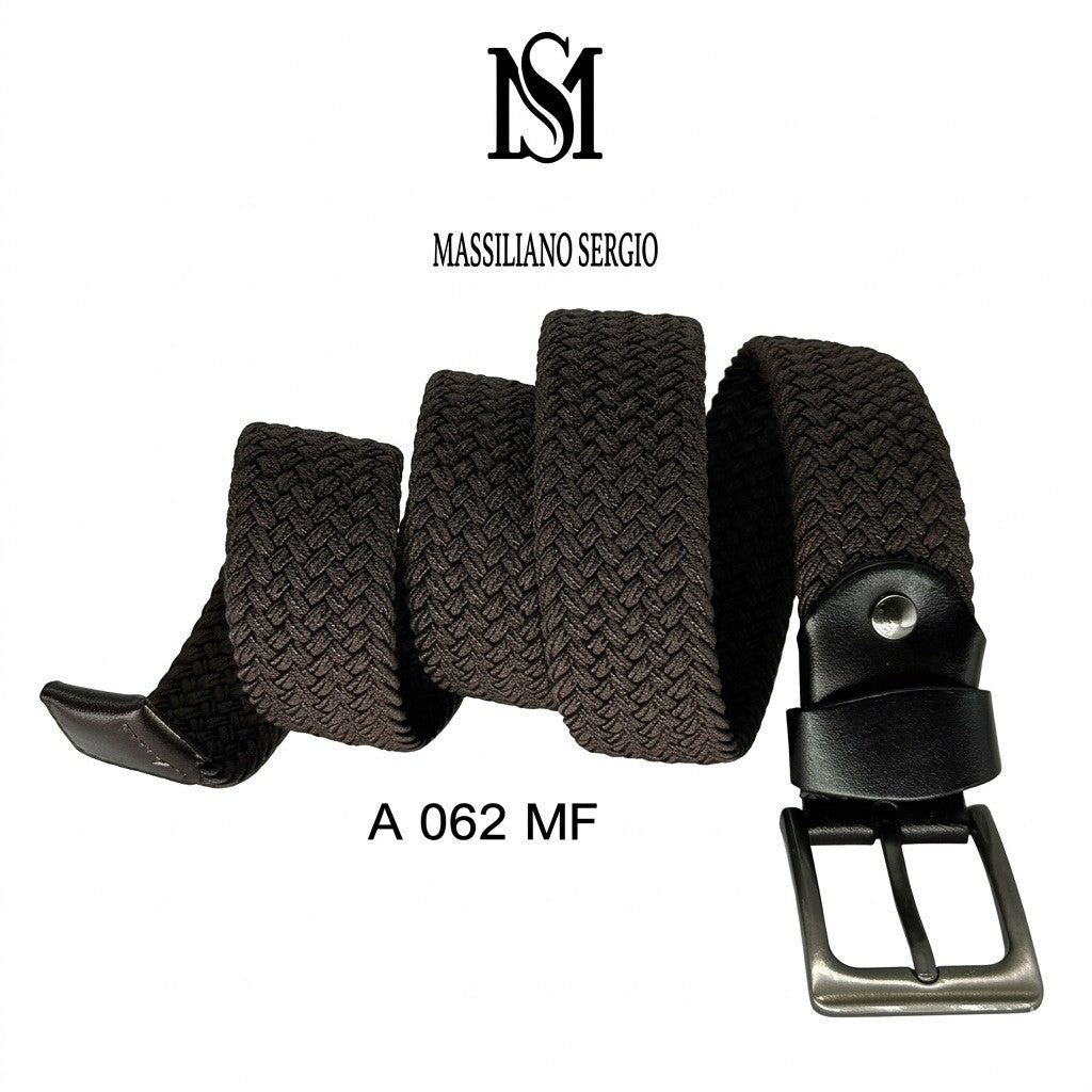 Elastic belt with cowhide split leather tip