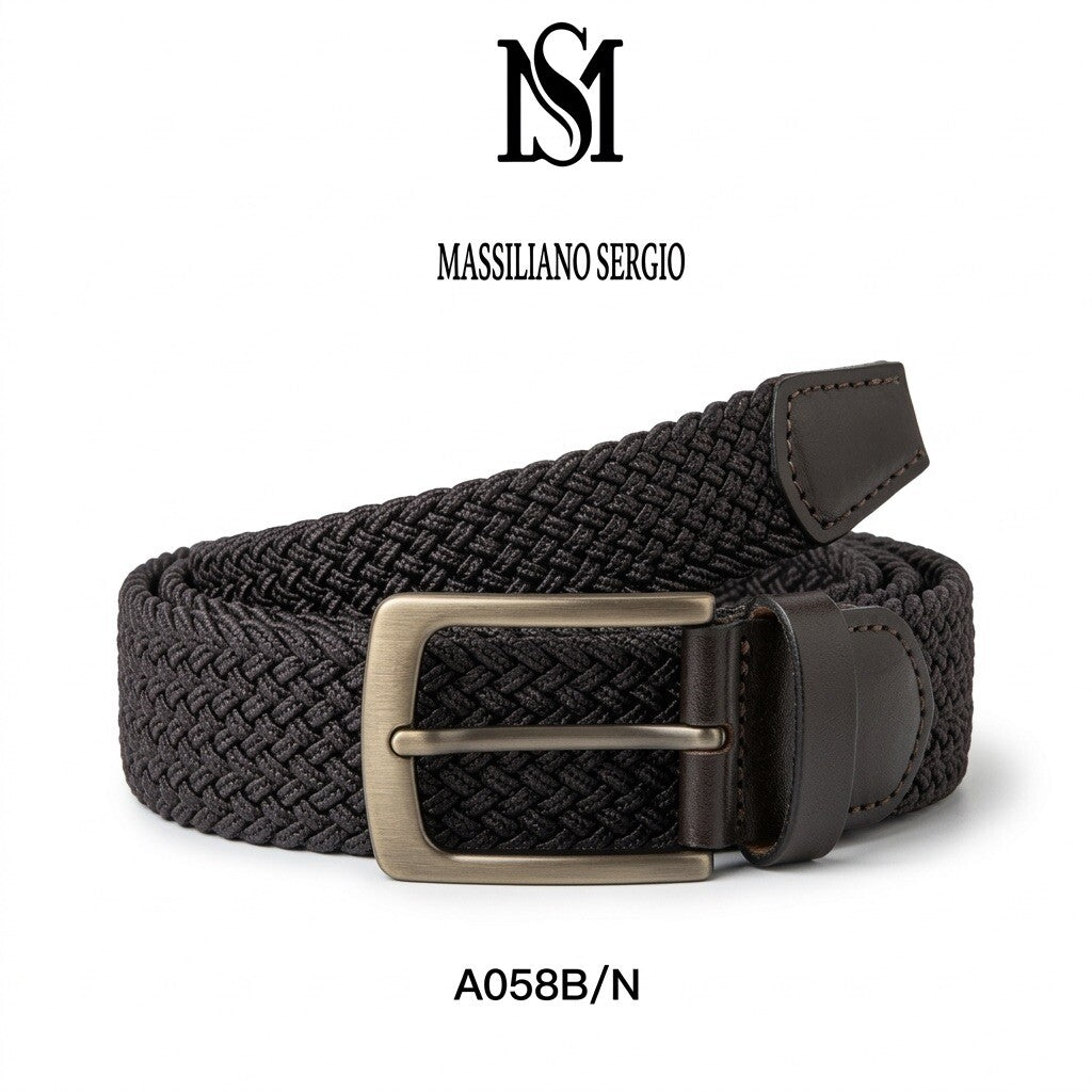 Elastic belt with cowhide split leather tip