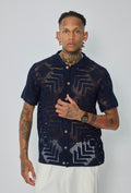 Openwork geometric shirt with button