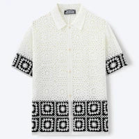 Men's chrochet shirt with geometric patterns