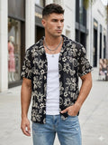 Men's textured short-sleeve shirt with floral pattern
