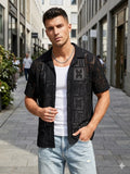 Men's textured short-sleeve shirt with geometric patterns