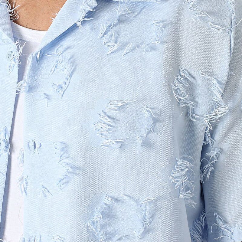 Frayed Bouclé Shirt & Shorts Set
