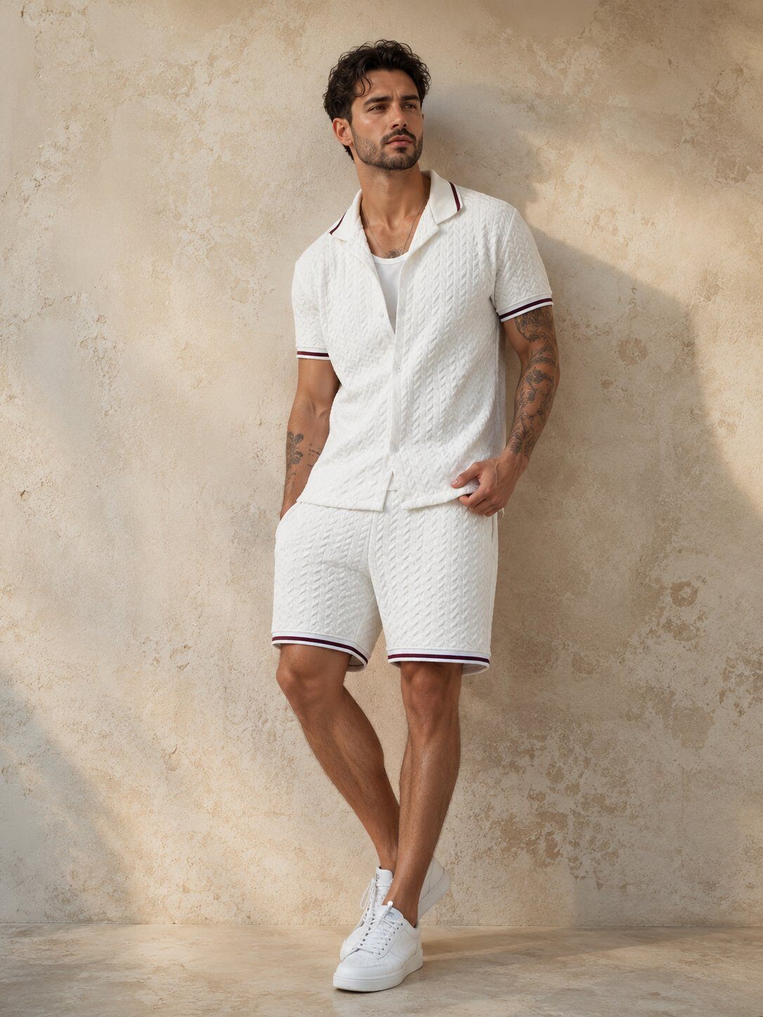Cable Knit Shirt & Shorts Set
