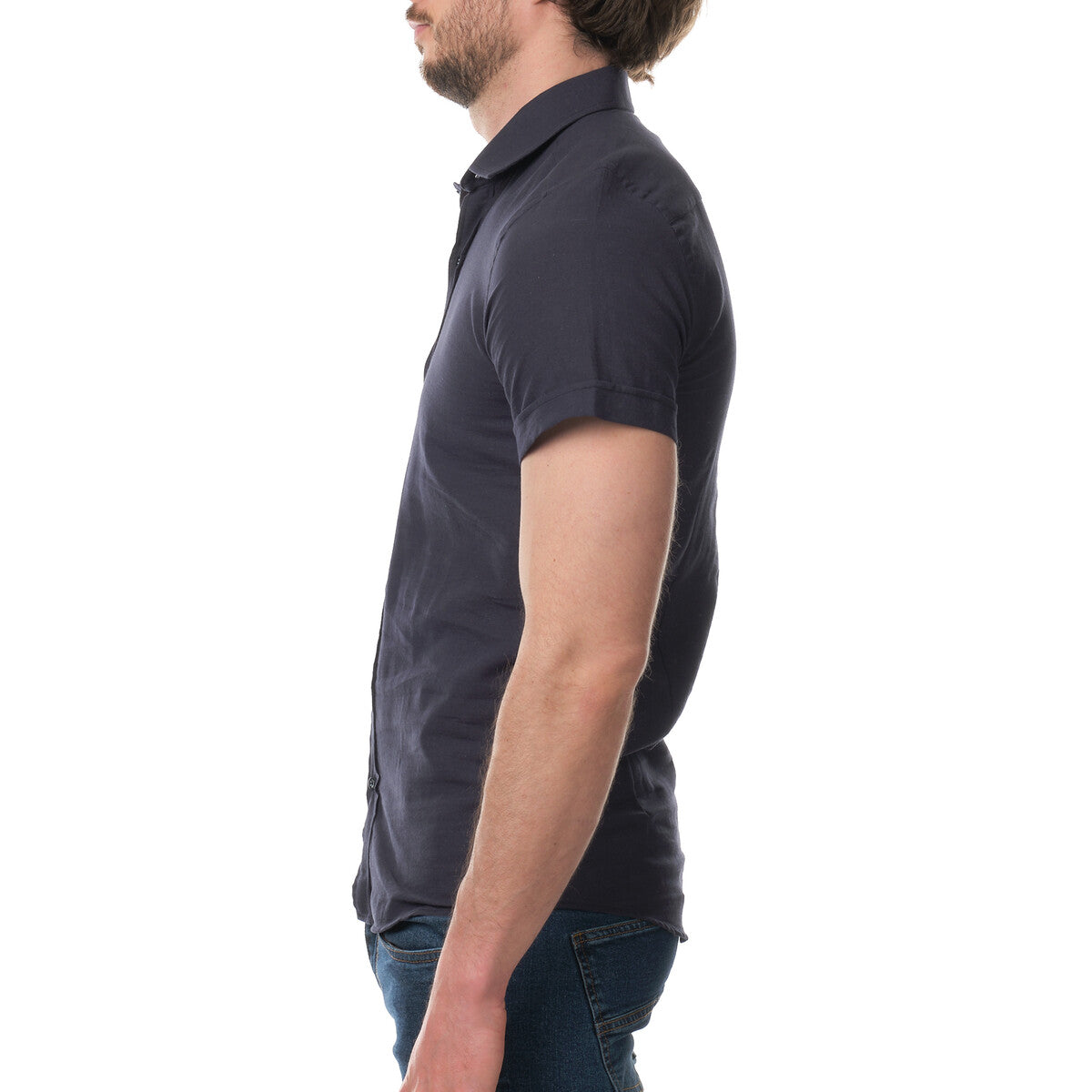 short-sleeve shirt in linen Blend