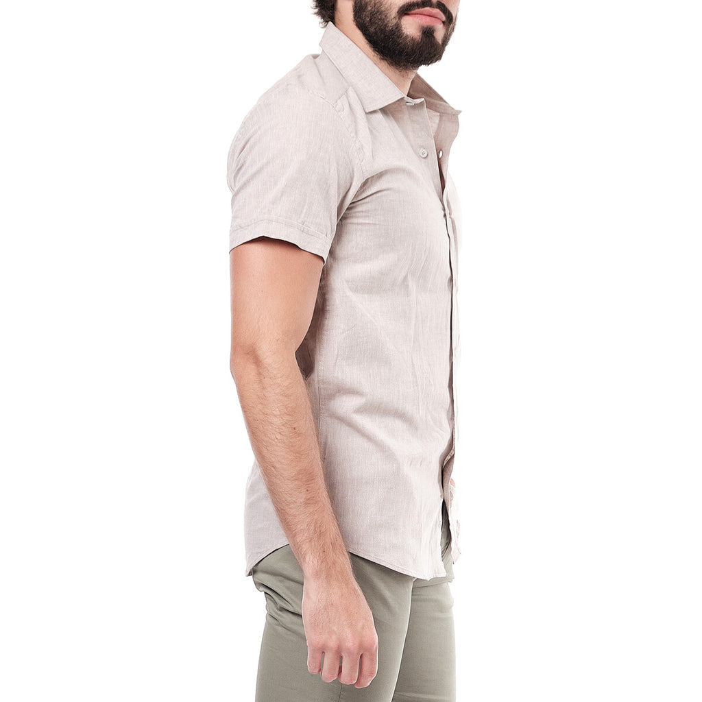 short-sleeve shirt in linen Blend