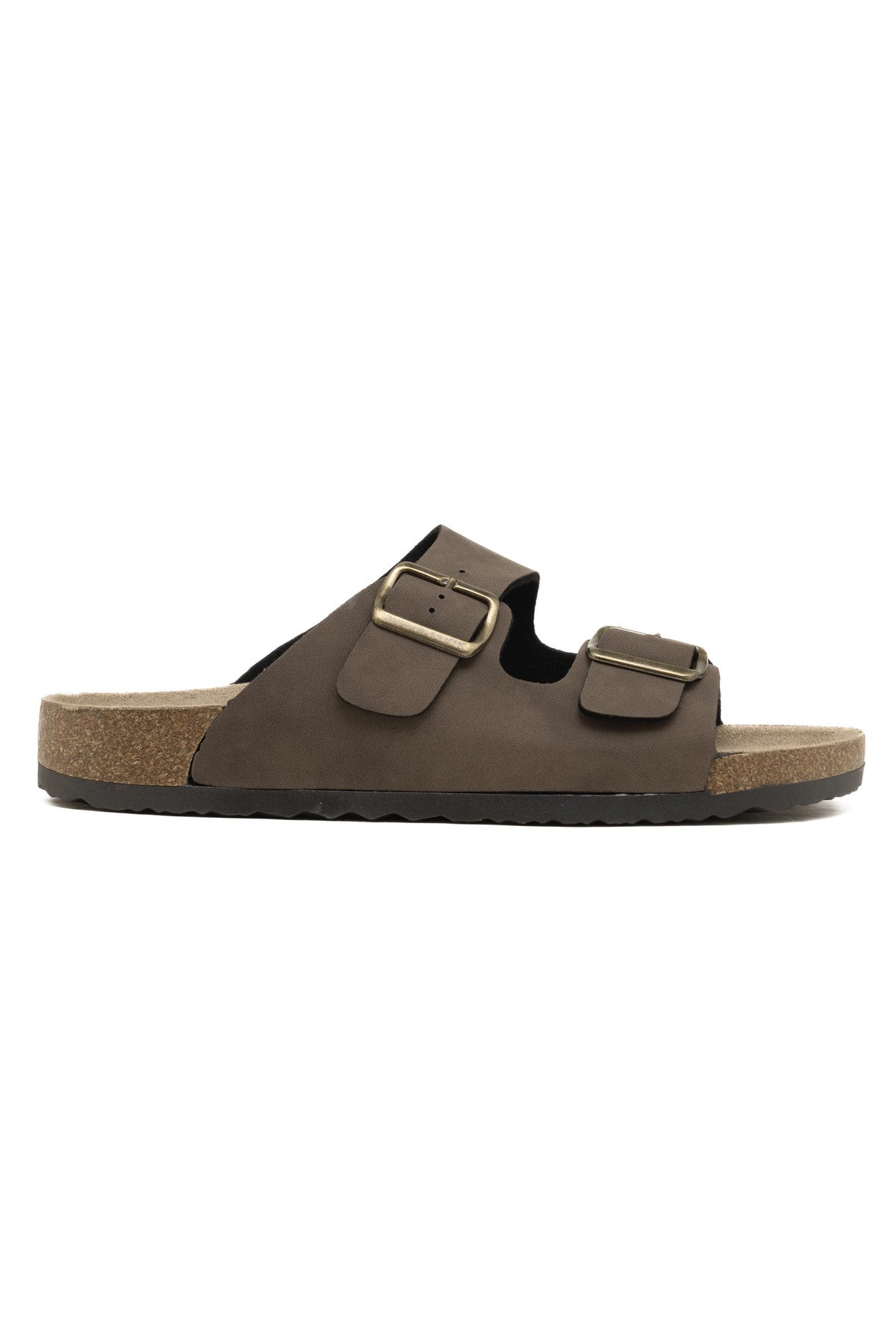 Cork-style mules with adjustable double buckles