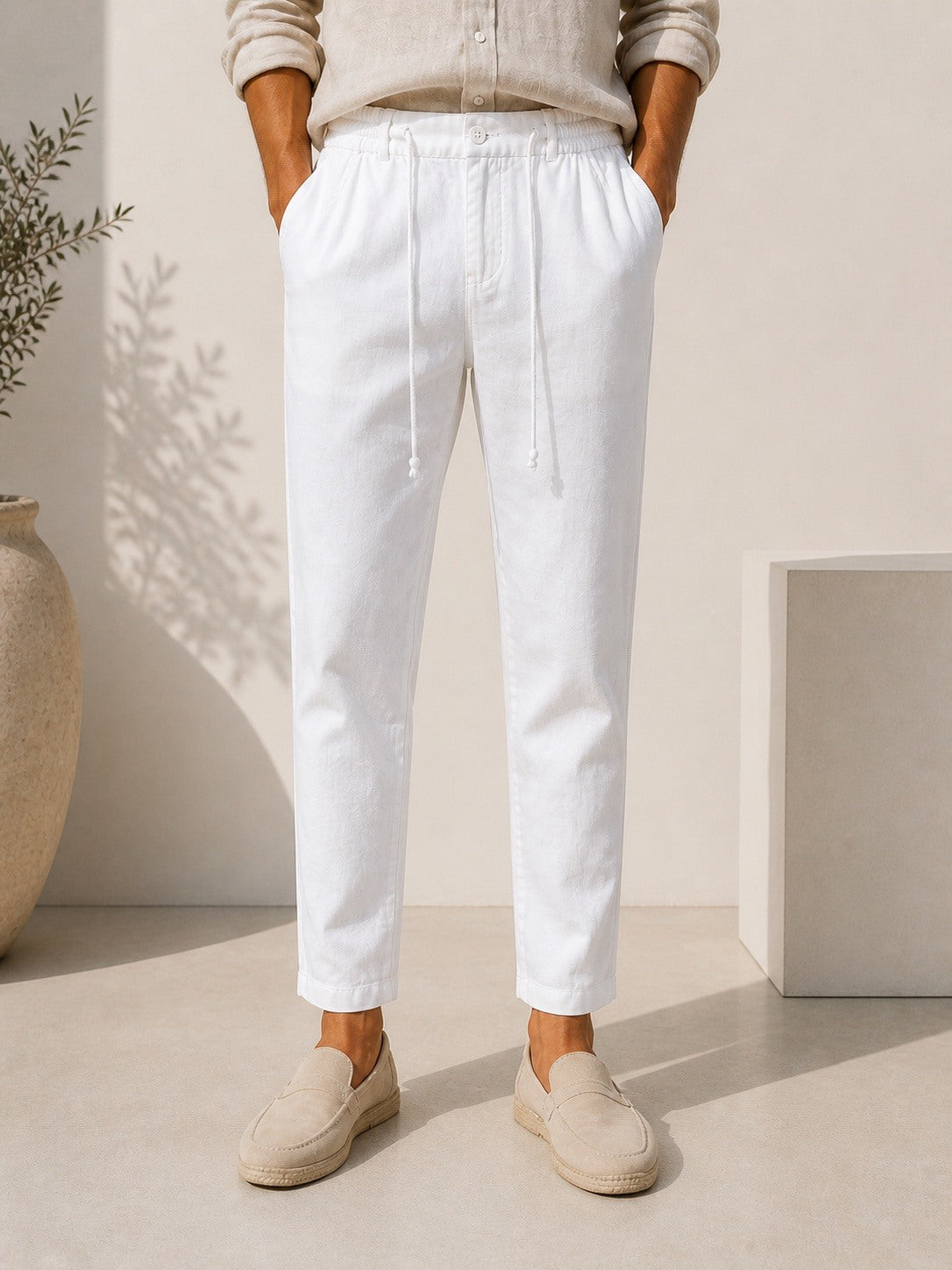 White trousers – linen & cotton blend