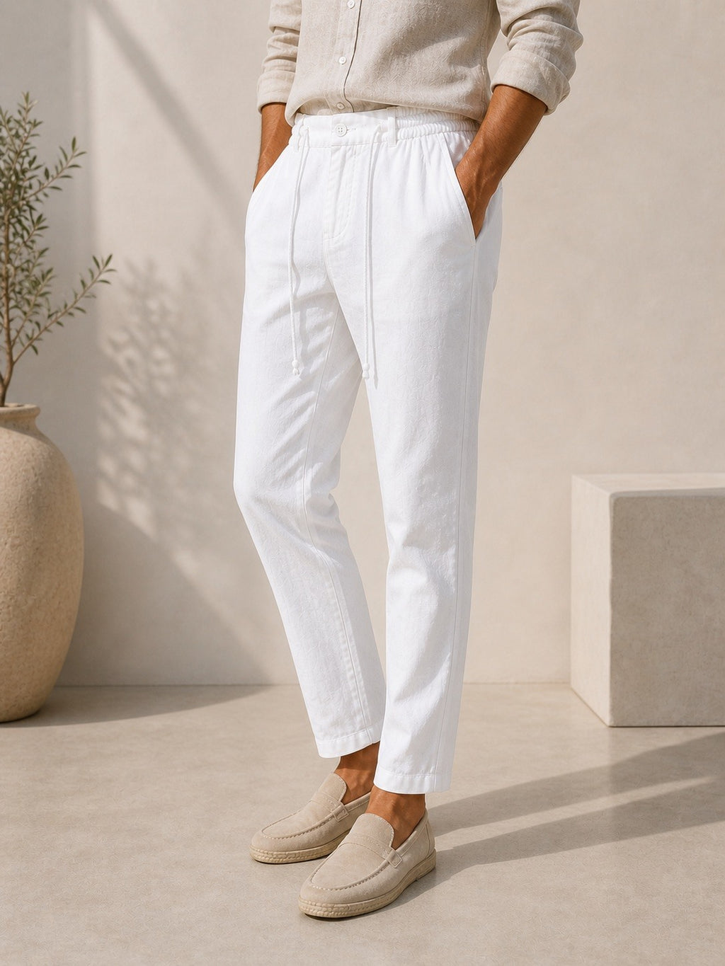 White trousers – linen & cotton blend