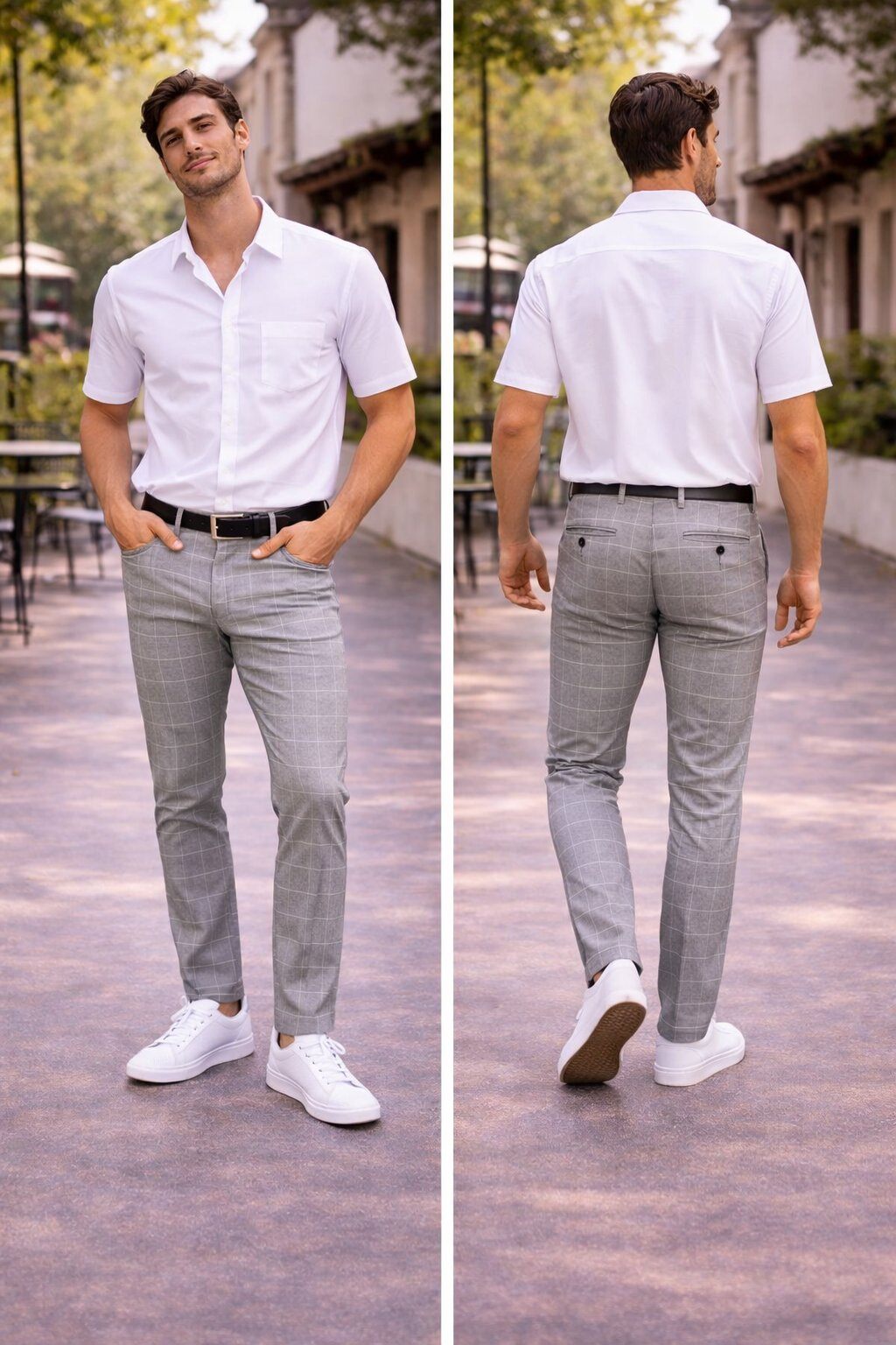 Light Plaid Casual Chic Pants