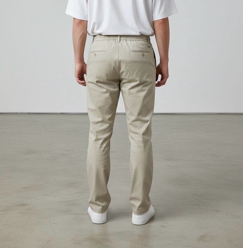 Slim Fit Bi-stretch Structured Pants with Comfortable Drawstring