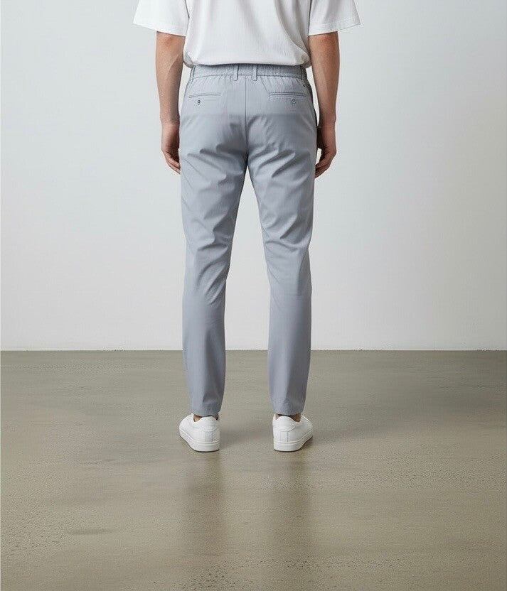 Slim Fit Bi-stretch Structured Pants with Comfortable Drawstring