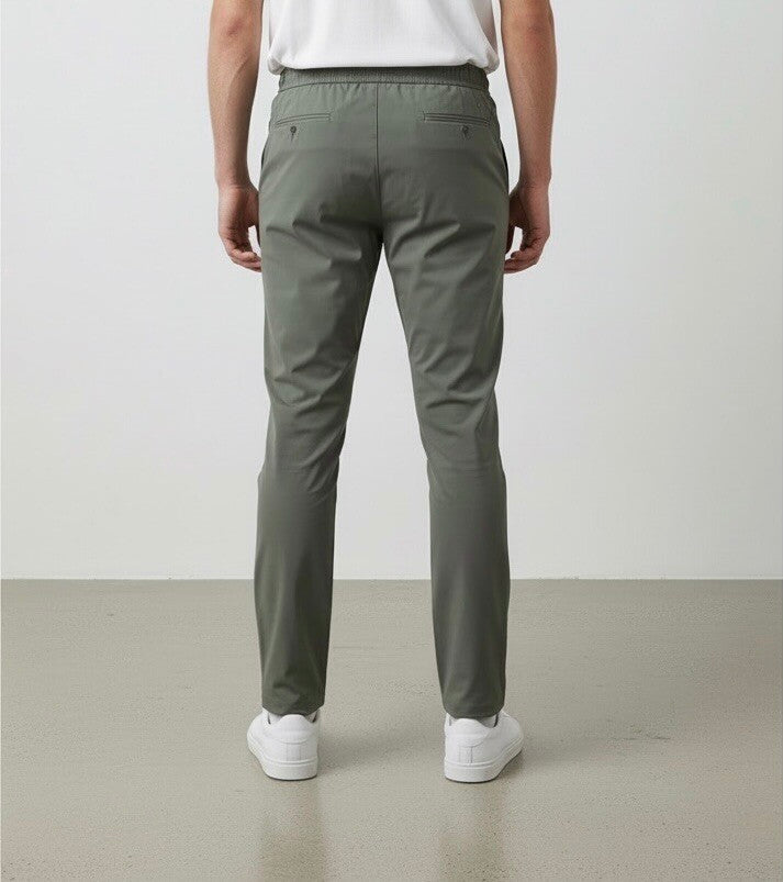 Slim Fit Bi-stretch Structured Pants with Comfortable Drawstring