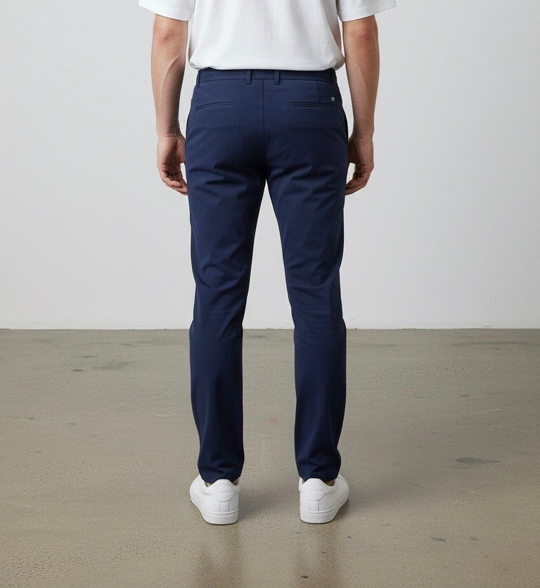 Slim Fit Bi-stretch Structured Pants with Comfortable Drawstring
