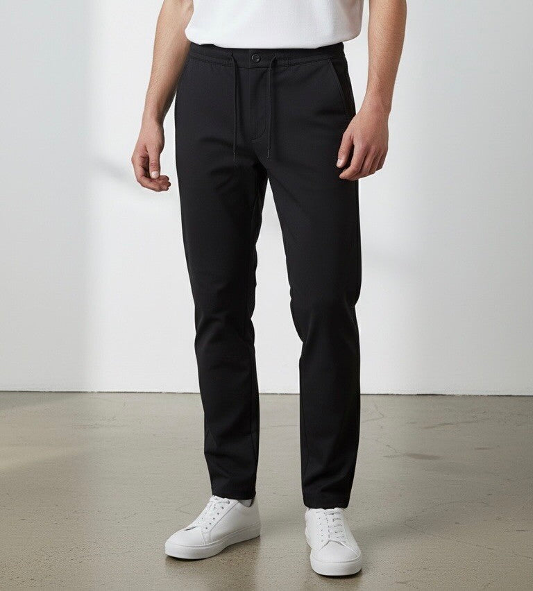 Slim Fit Bi-stretch Structured Pants with Comfortable Drawstring