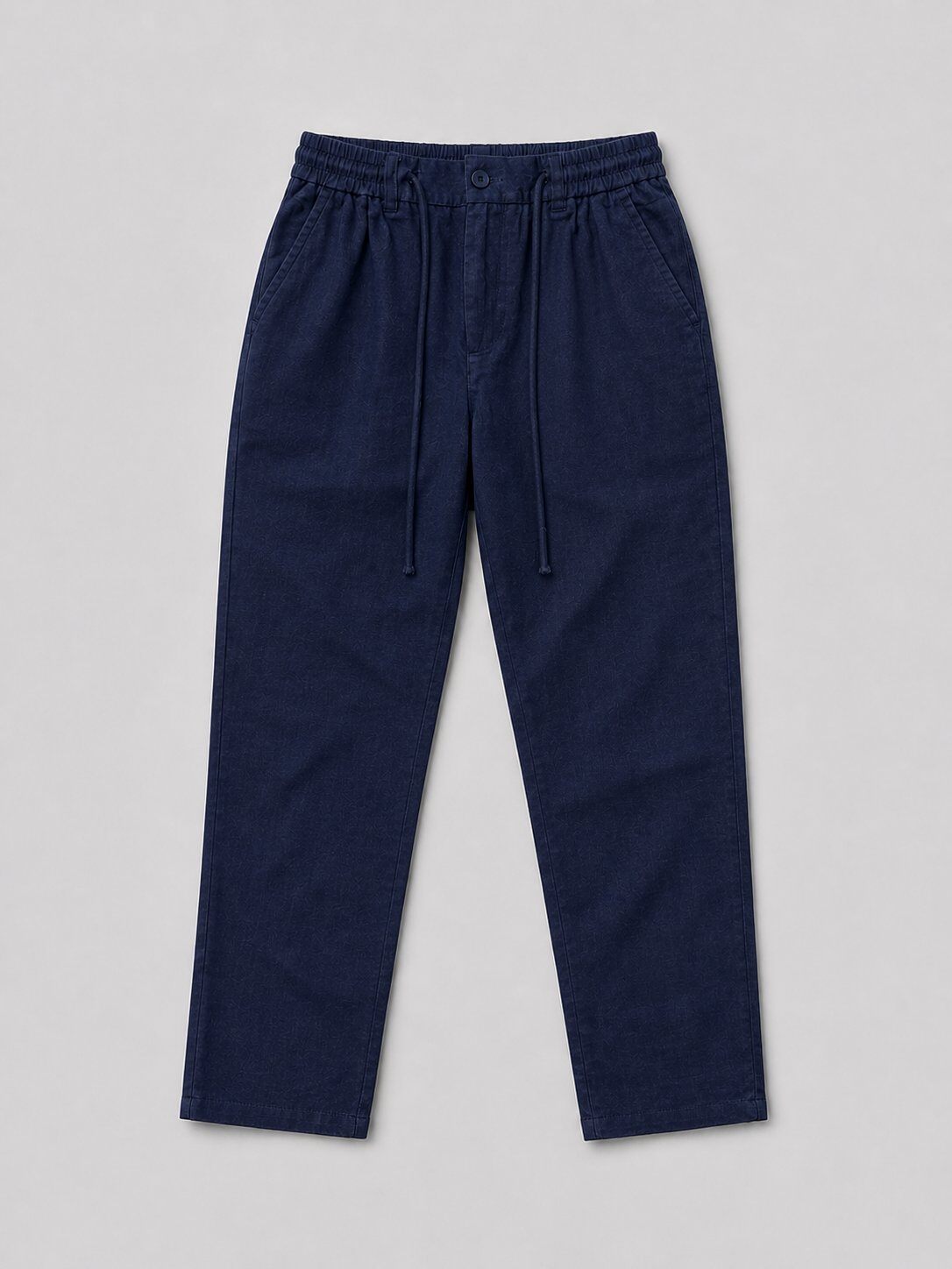Navy blue cotton linen-effect trousers