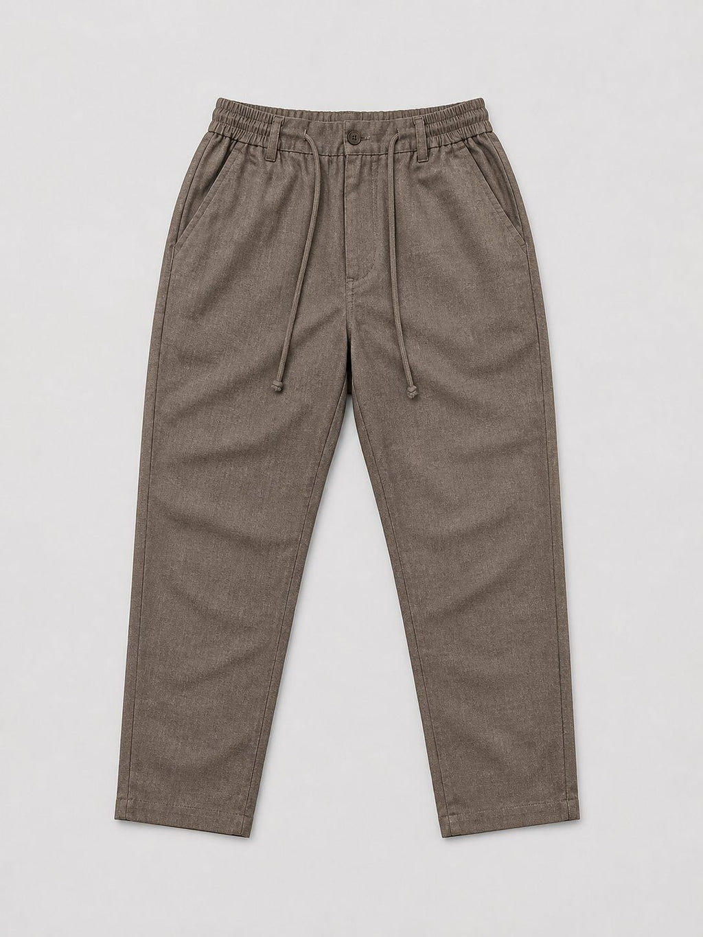 Brown taupe cotton linen-effect trousers