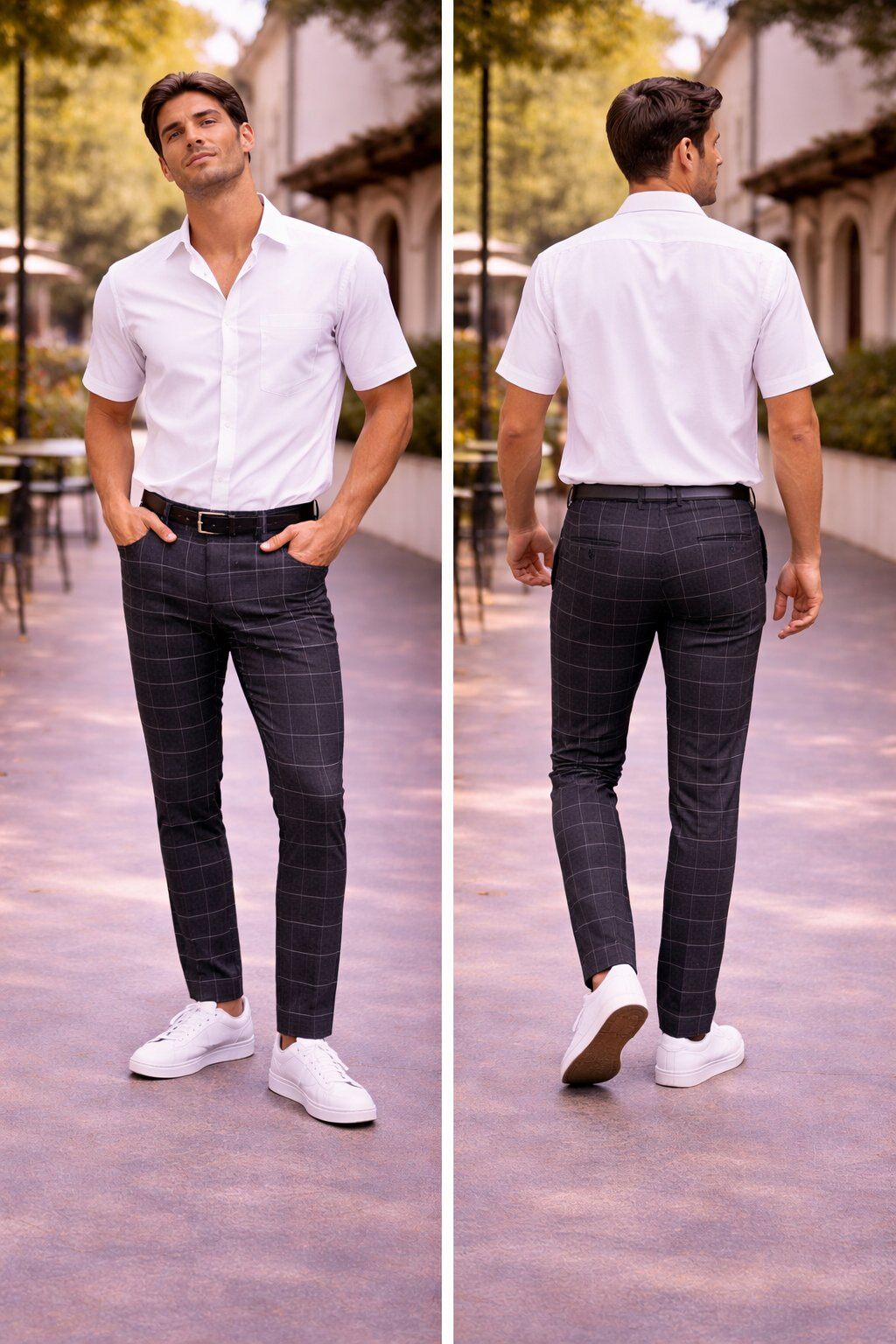Men's Slim Fit Checkered Pants