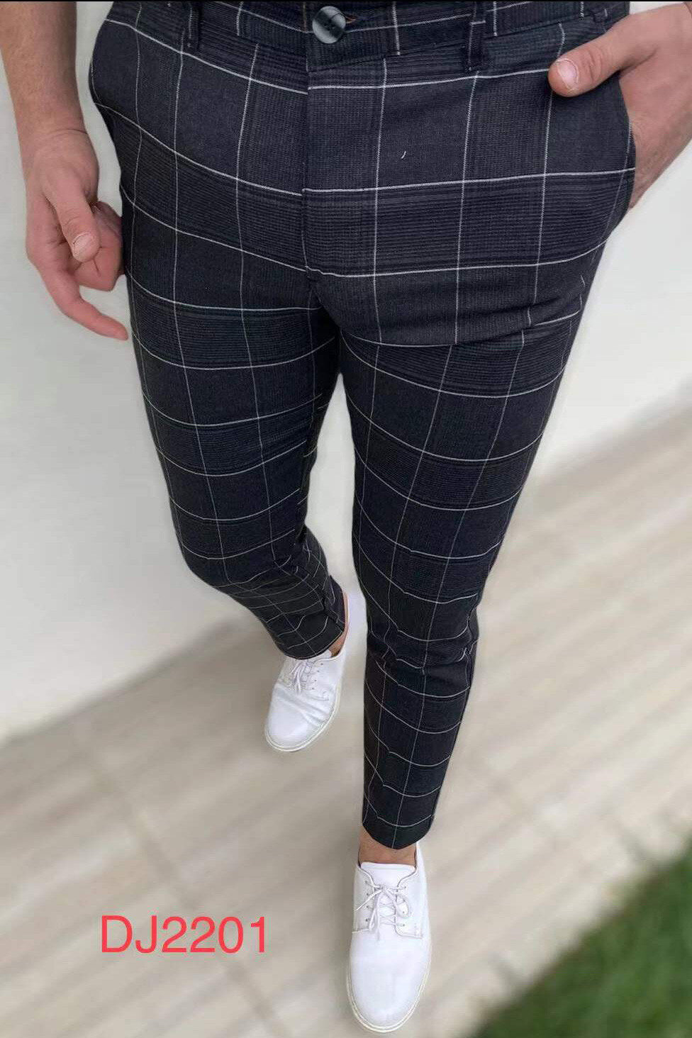 Men's Slim Fit Checkered Pants