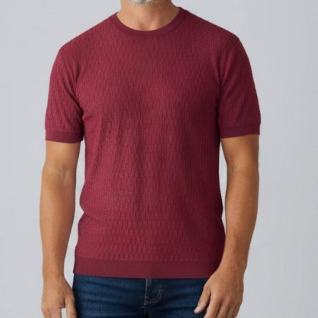 Textured short-sleeve sweater
