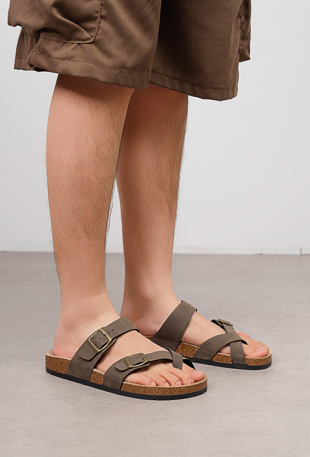 Men's Cross-Strap Sandals with Adjustable Buckles