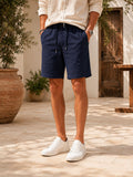 Marine Elastic Waist Drawstring Shorts