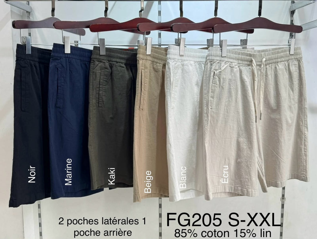 Solid color shorts in a cotton-linen blend