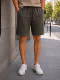 Solid color shorts in a cotton-linen blend